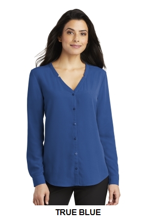 Port Authority ® Ladies Long Sleeve Button-Front Blouse.  PORT A.  LW700